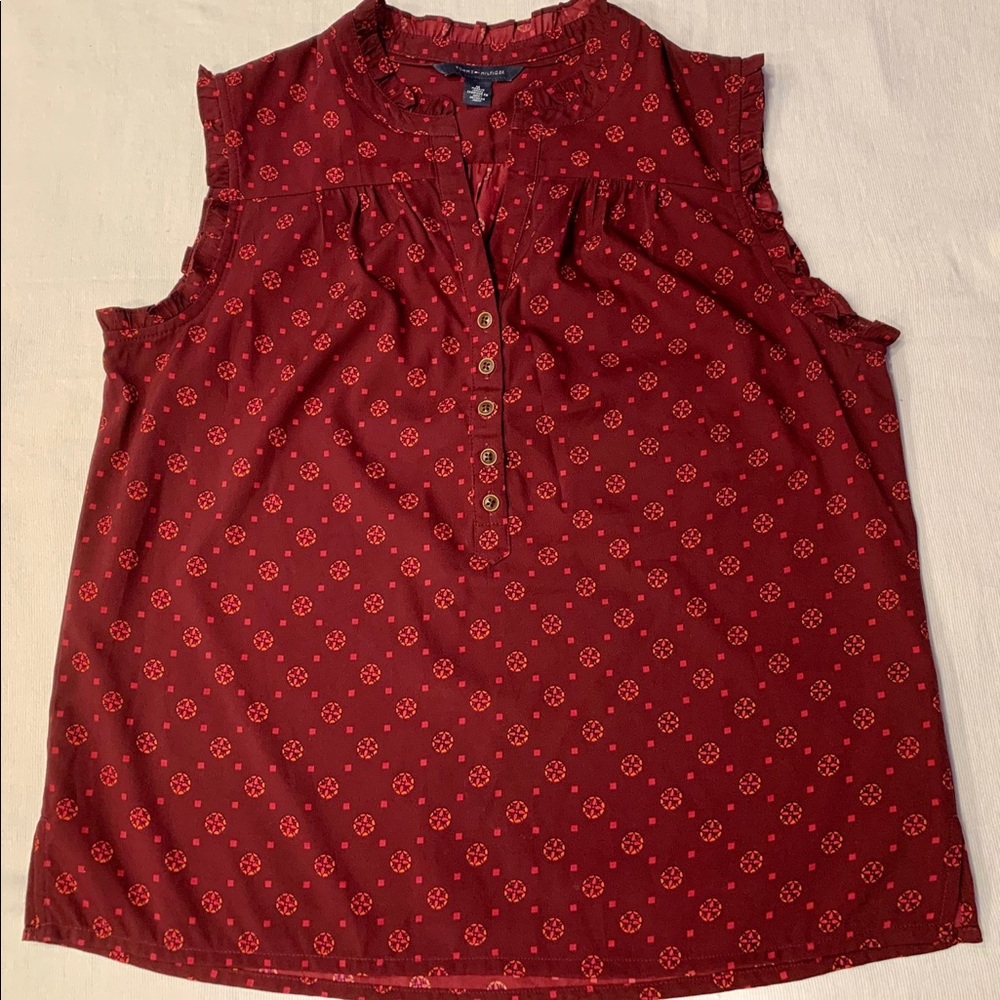 Tommy Hilfiger Round Neck half Button-Up blouse